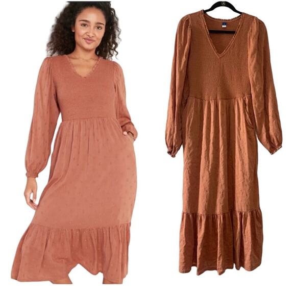 NWT Old Navy Smoked Midi Dress Women's Plus Size 3X Fit & Flare Clip Dot Design - Picture 7 of 16